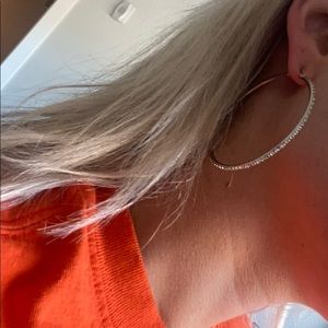 Large rhinestone hoop earrings JLO brand